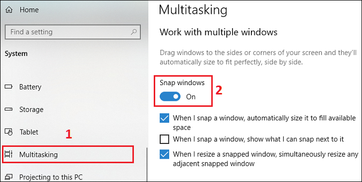 Sử dụng tính năng chia màn hình trên Windows 10