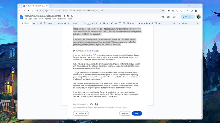 Gemini trong Google Docs đổi các ghi chú ngắn thành báo cáo hoàn chỉnh