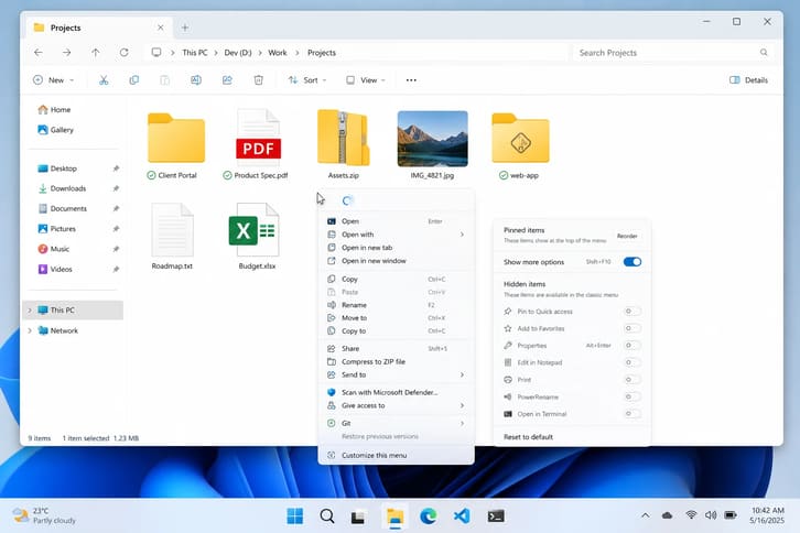 Microsoft xác nhận sẽ nâng cấp menu chuột phải trên Windows 11