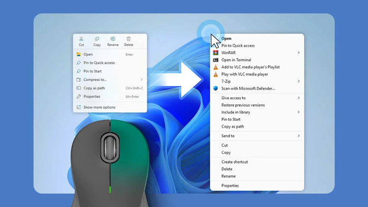 Người dùng có thể tự tùy chỉnh các mục trong context menu