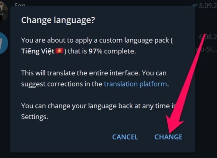 Cách cài Telegram tiếng Việt trên máy tính