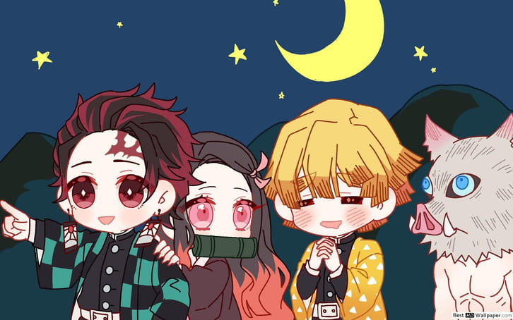 Hình nền Thanh Gươm Diệt Quỷ chibi ngộ nghĩnh và đáng yêu