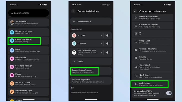 Mở cài đặt Android Auto