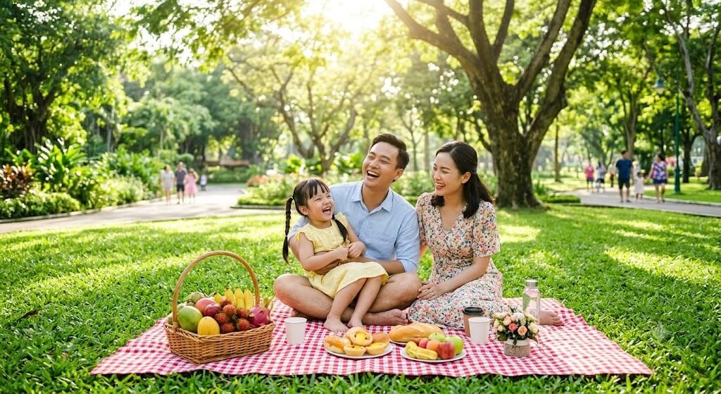 Prompt tạo hình gia đình đi picnic