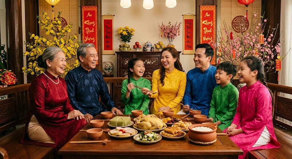 Prompt tạo hình gia đình ngày Tết