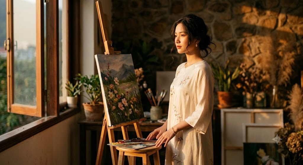 Prompt tạo hình nữ nghệ sĩ