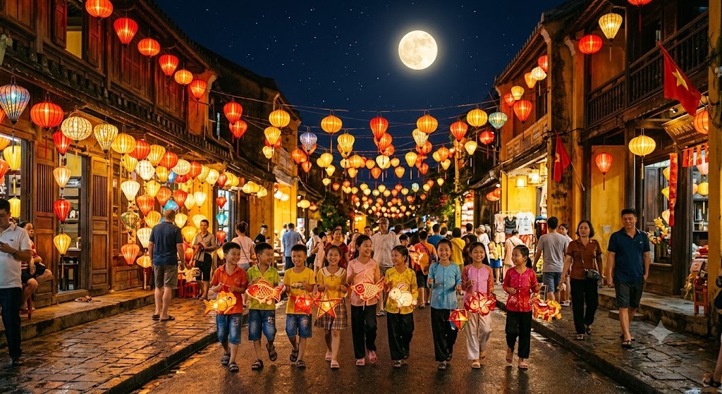 Prompt tạo hình phố lồng đèn trung thu
