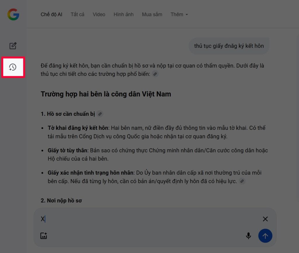 Truy cập nhật ký chế độ AI
