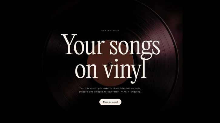 Suno đưa nhạc AI lên đĩa vinyl với giá 45 USD